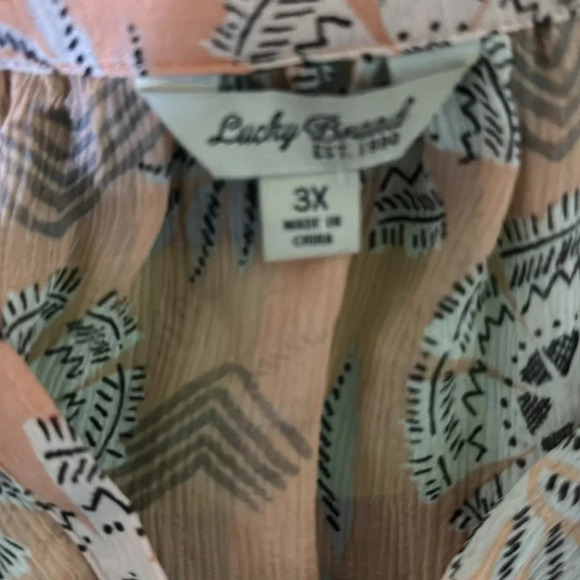 Lucky Brand Riviera Silk Floral Peasant blouse plus size 3X - Picture 4 of 4